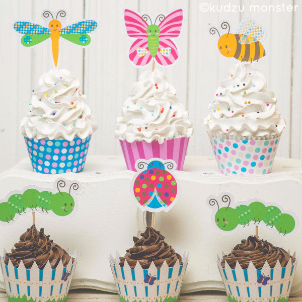 Printable Cute Insect Cupcake Kit - Kudzu Monster