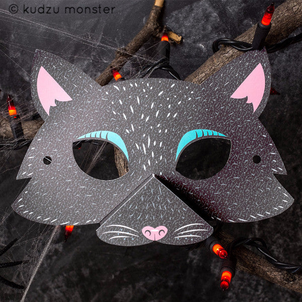 Printable Black Cat Mask - Kudzu Monster