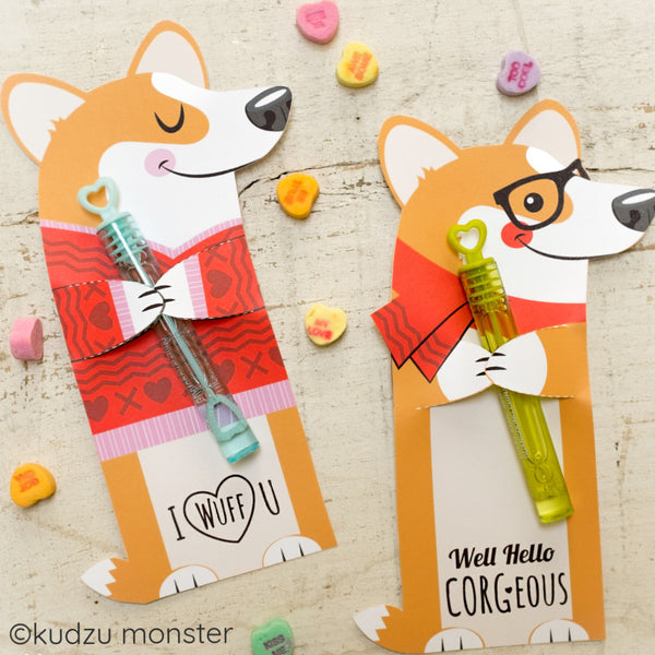 Valentine Corgi Huggers - Kudzu Monster