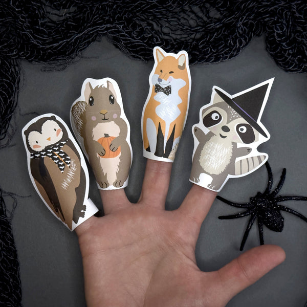 Cute Printable Woodland Animal Halloween Finger Puppets