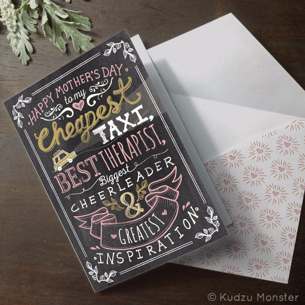 Printable Chalkboard Style Mother's Day Card - Kudzu Monster