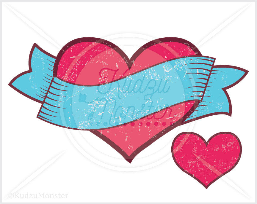 Heart Banner Tattoo Style Graphic - Kudzu Monster
