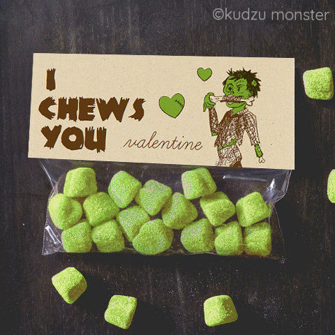 Valentine Zombie I Chews You Treat Topper - Kudzu Monster