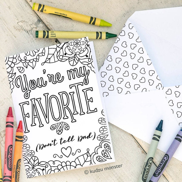 Coloring Mother's Day Card INSTANT DOWNLOAD My Favorite Funny Activity Coloring page greeting card printable craft classroom craft gift