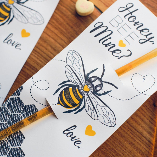 Valentines Honey Stick Card Label INSTANT DOWNLOAD valentine printable DIY file Healthy Treat for Valentine's Day Gift Classroom Valentine