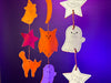 Printable Coloring Halloween Mobile Activity - Cute Spooky Craft - DIY Instant Download Halloween Decor- Ghost, Owl, Stars, Cat, Bats Mobile