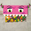 INSTANT DOWNLOAD halloween Pink Monster Face Treat Topper party favor Candy Bag Topper Label homemade candy DIY bag girl monster printable