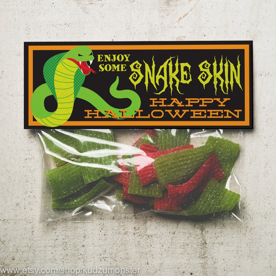 INSTANT DOWNLOAD Halloween Snake Skin Unique Treat Topper Candy Bag Topper Label homemade candy trick or treat bag boy's halloween printable