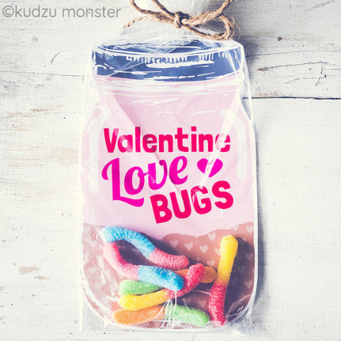 Pink Love Bug Mason Jar Valentine - Kudzu Monster