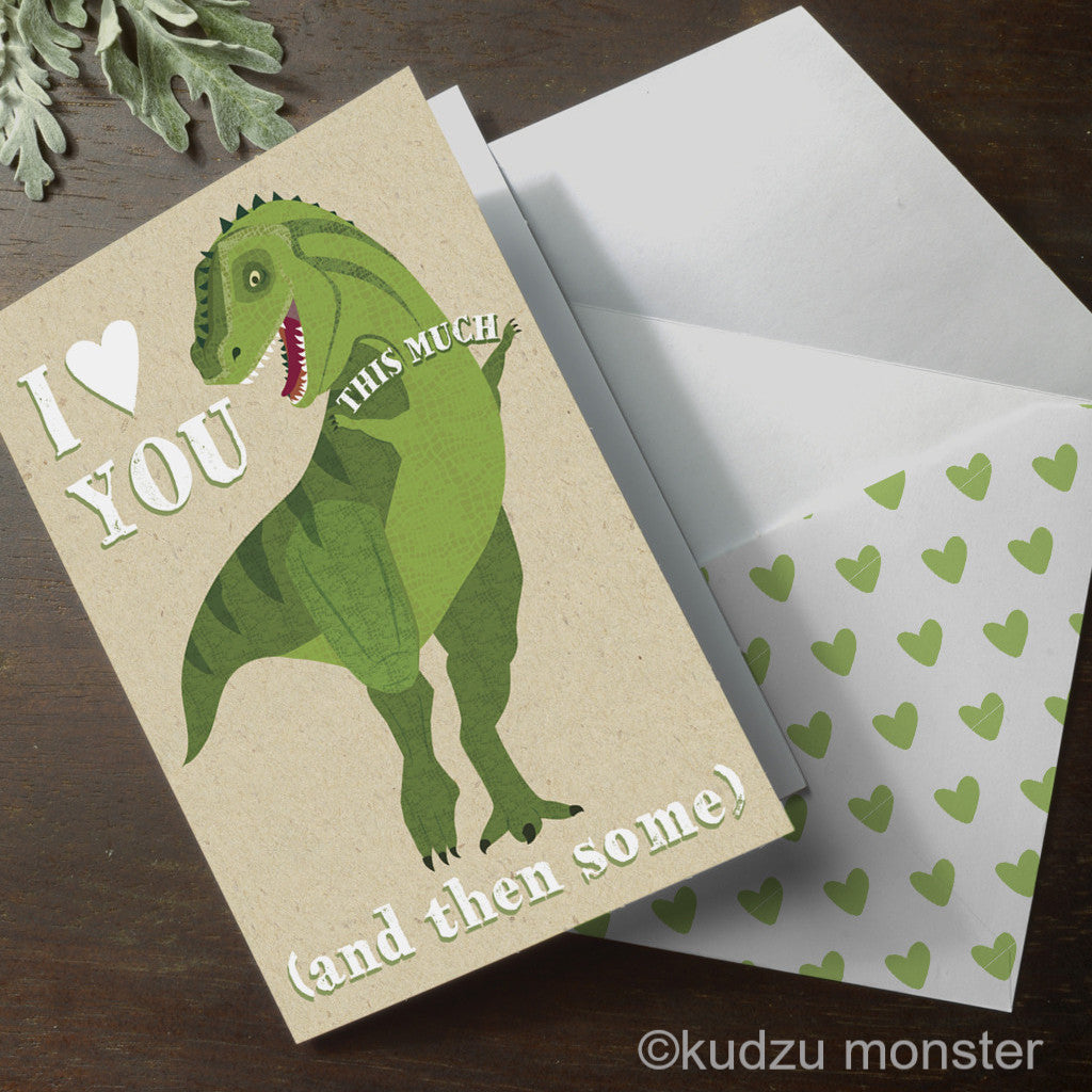 Dinosaur Valentine Card - Kudzu Monster