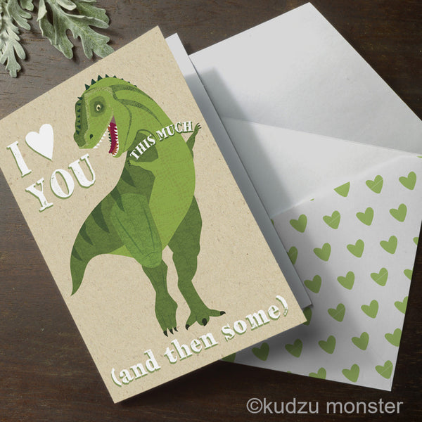 Dinosaur Valentine Card - Kudzu Monster