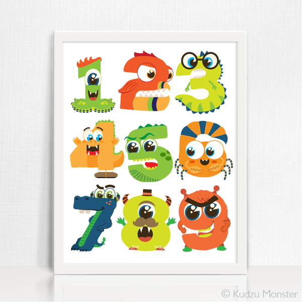 Monster Numbers Printable Art - Kudzu Monster