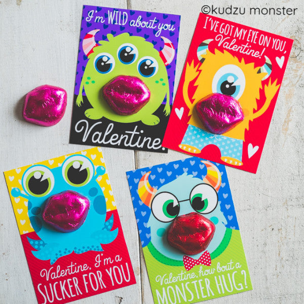 Monster Classroom Valentine Cards - Kudzu Monster