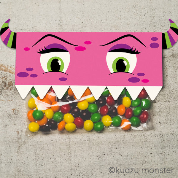 Valentine Pink Monster Treat Topper - Kudzu Monster