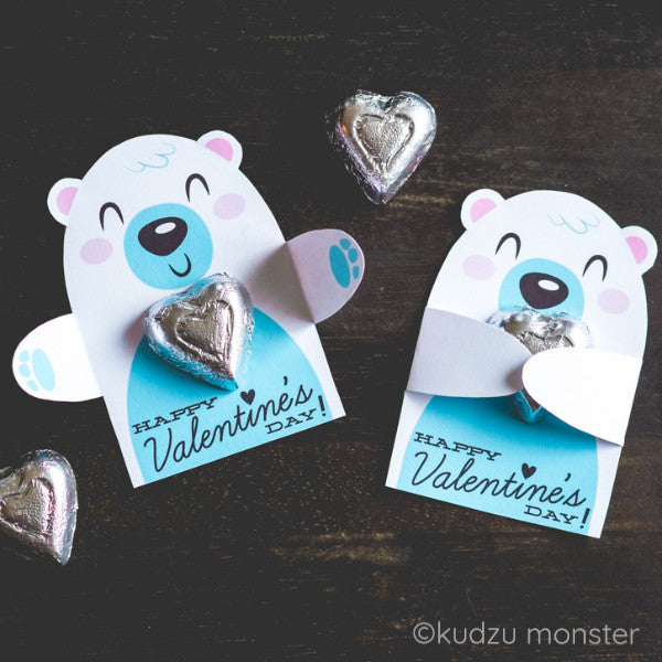 Valentine Polar Bear Candy Huggers - Kudzu Monster