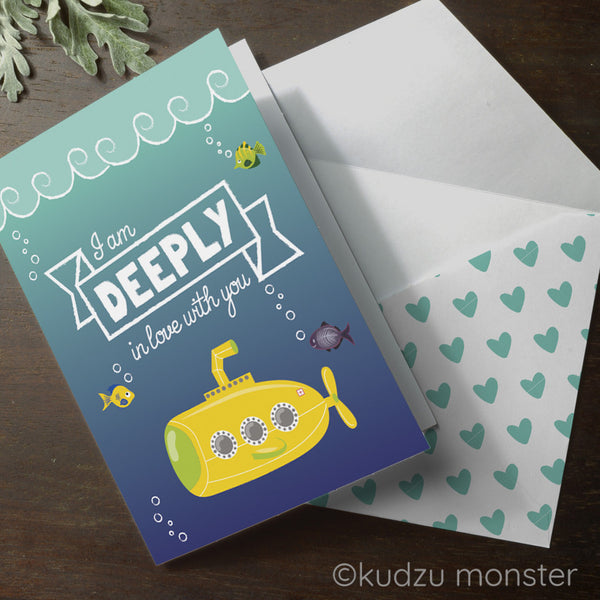 Submarine Valentine Card - Kudzu Monster