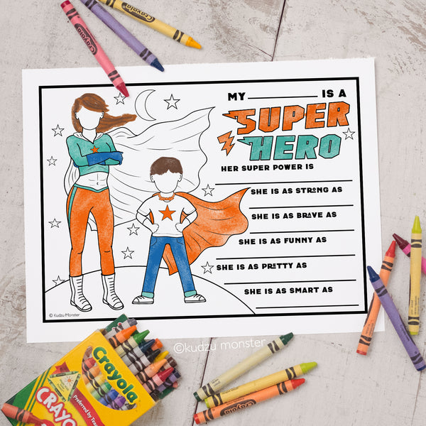 Super Mom Coloring Activity Sheet