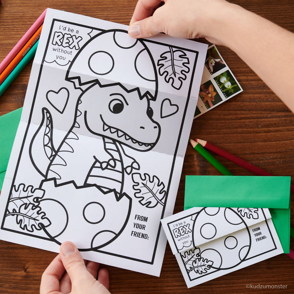 T Rex Folding Surprise Coloring Page