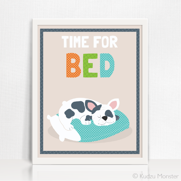 Printable Puppy Time for Bed Art - Kudzu Monster
