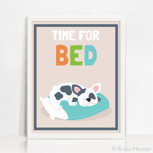 Printable Puppy Time for Bed Art - Kudzu Monster