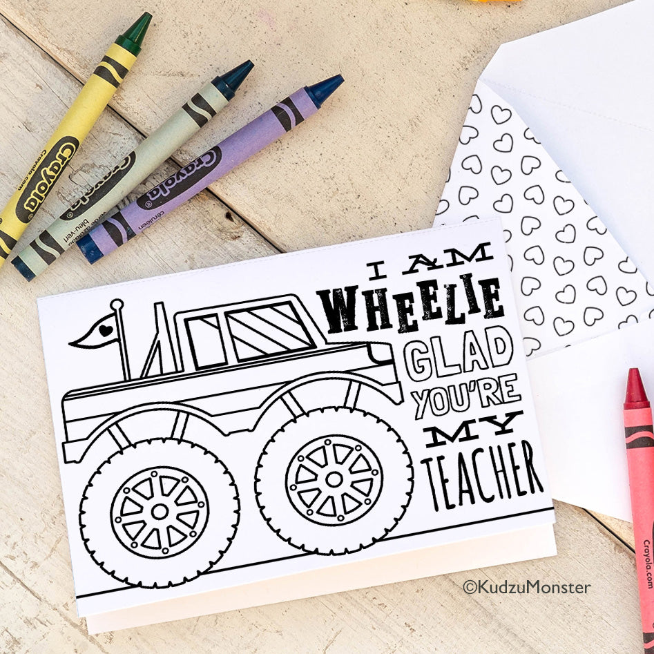 Coloring Activity Teacher Appreciation Card: Monster Truck