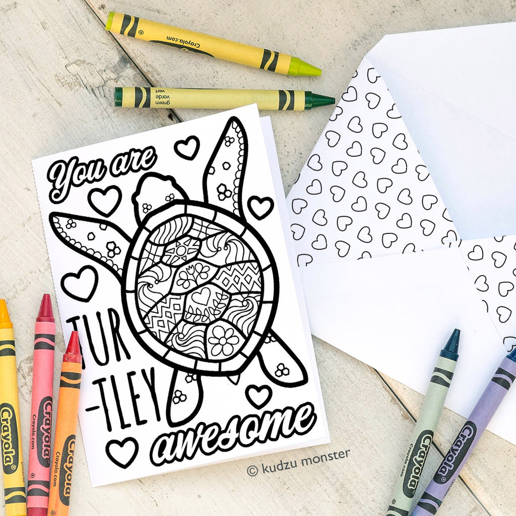 Coloring Activity Card: Turtle
