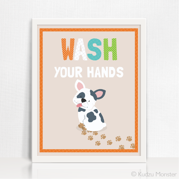 Printable Puppy Wash Your Hands Art - Kudzu Monster
