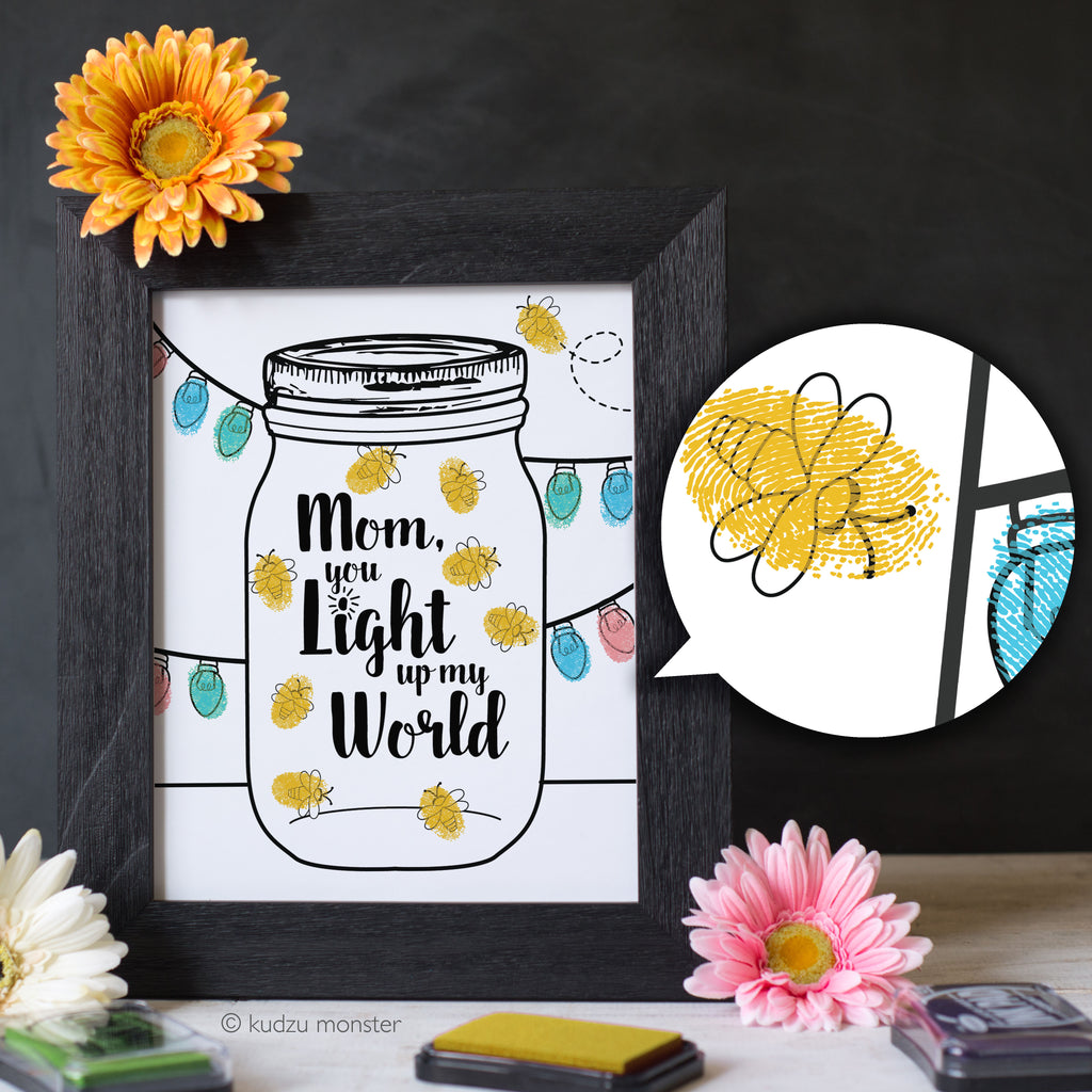 Mother's Day Finger Paint Art Activity: Lightning Bug Jar