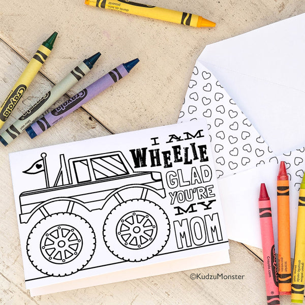 Coloring Activity Mother's Day Card: Monster Truck