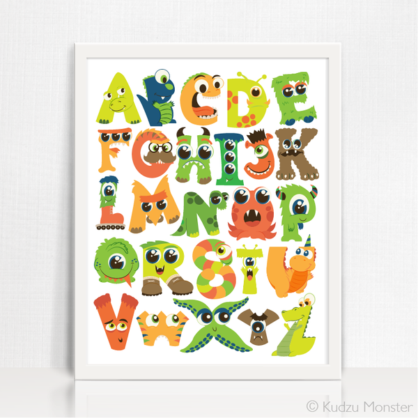 Monster Alphabet Printable Art - Kudzu Monster
