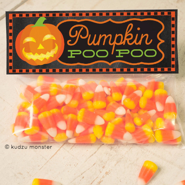 Pumpkin Poo Poo Printable Treat Topper - Kudzu Monster
