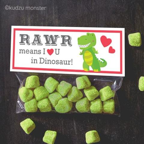 Rawr Means I Love You Dinosaur Valentine Treat Topper