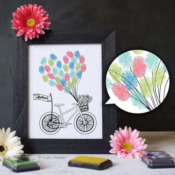 Mother's Day Finger Paint Art Activity: Balloons Bicycle