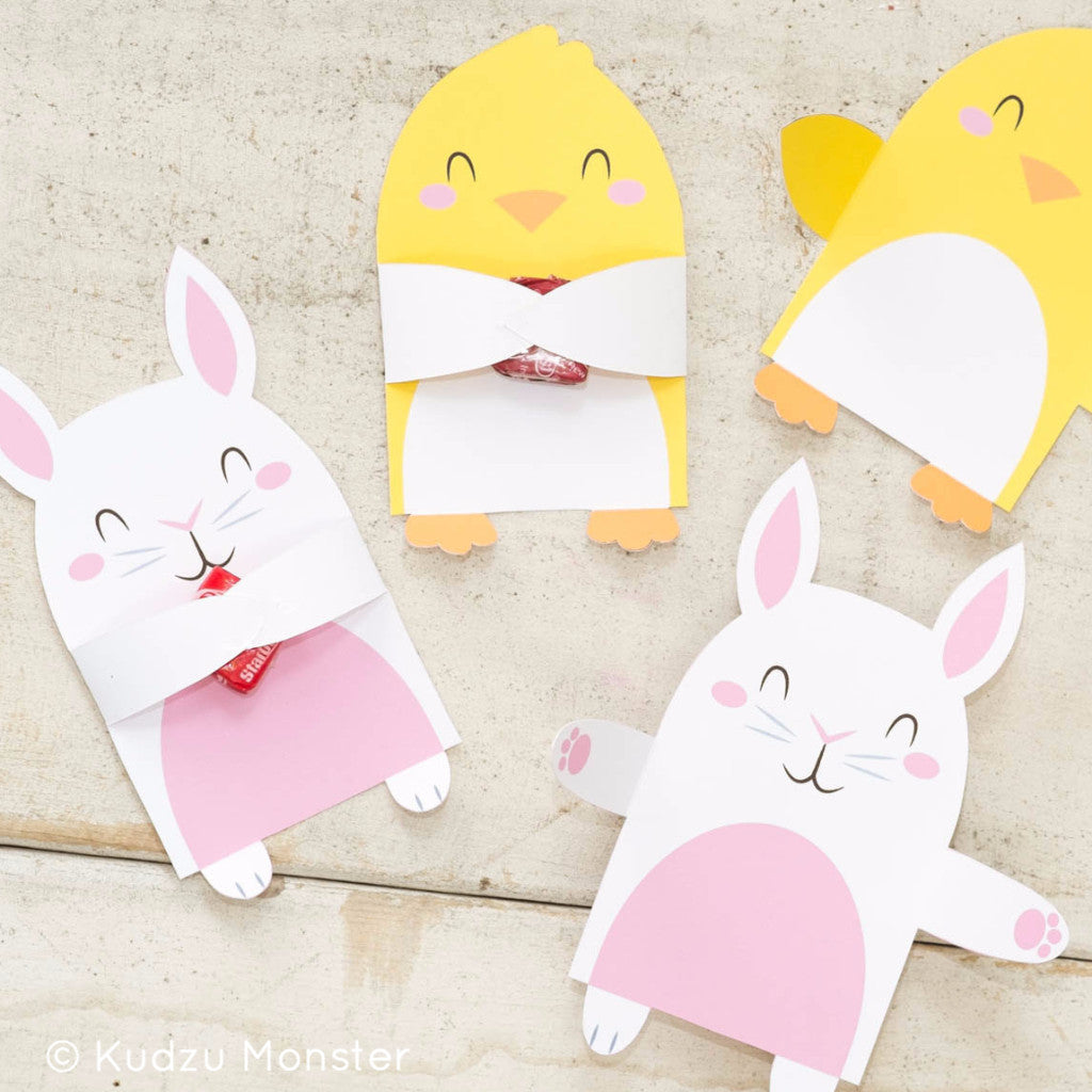 Printable Easter Bunny & Chick Candy Huggers - Kudzu Monster
