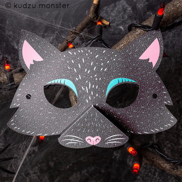 Printable Black Cat Mask - Kudzu Monster
