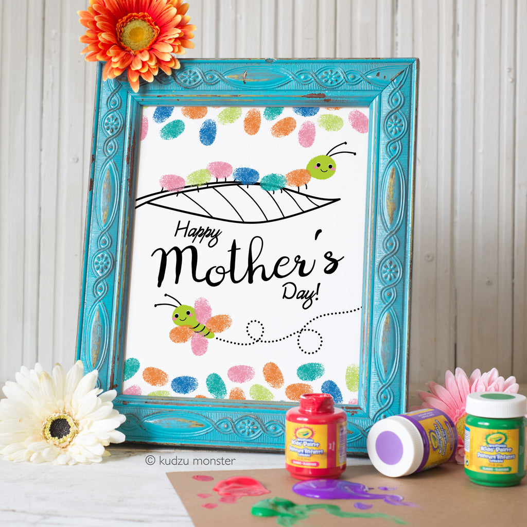 Mother's Day Finger Paint Art Activity: Caterpillar