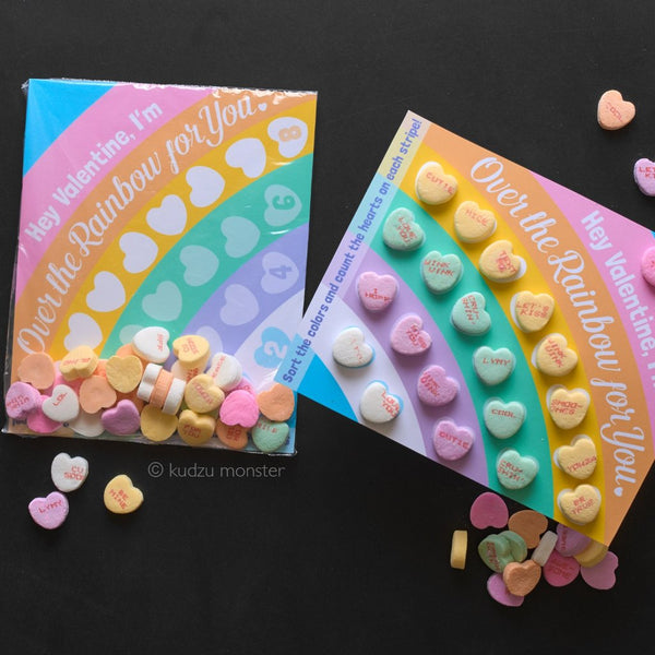 Rainbow Color Sorting Valentine Conversation Hearts Activity