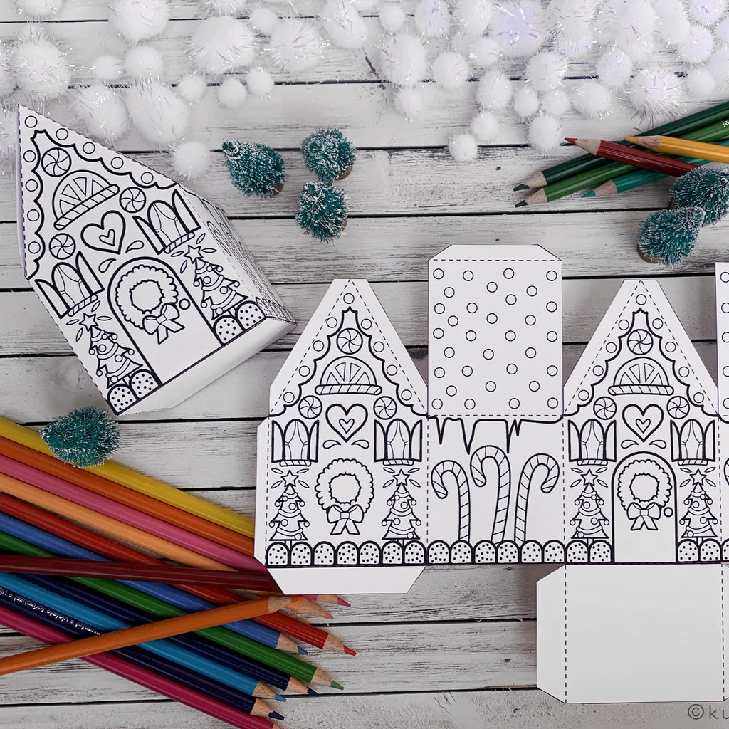 Coloring Gingerbread House Box