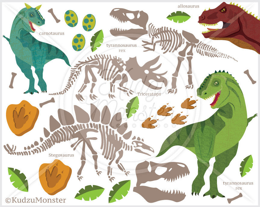 Dinosaur Fossil Clip Art Graphics - Kudzu Monster
