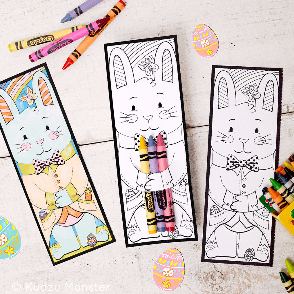Easter Bunny Crayon Holders Coloring Sheet - Kudzu Monster
