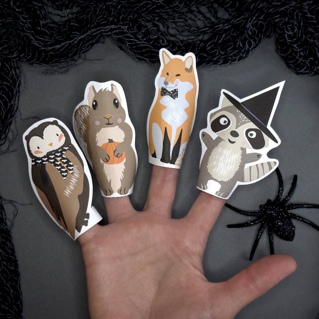 Cute Printable Woodland Animal Halloween Finger Puppets