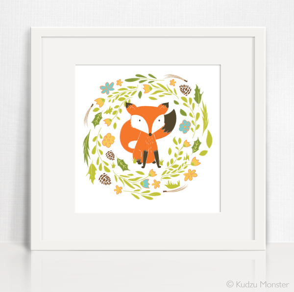 Woodland Fox Instant Artwork printable - Kudzu Monster