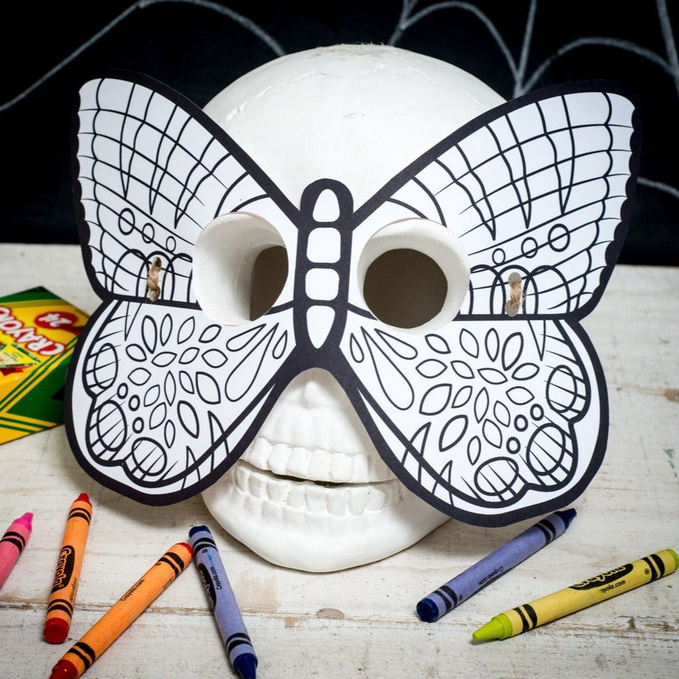 Halloween Printable butterfly coloring mask for kids butterfly color activity mask insect mask fun girl halloween craft DIY print at home