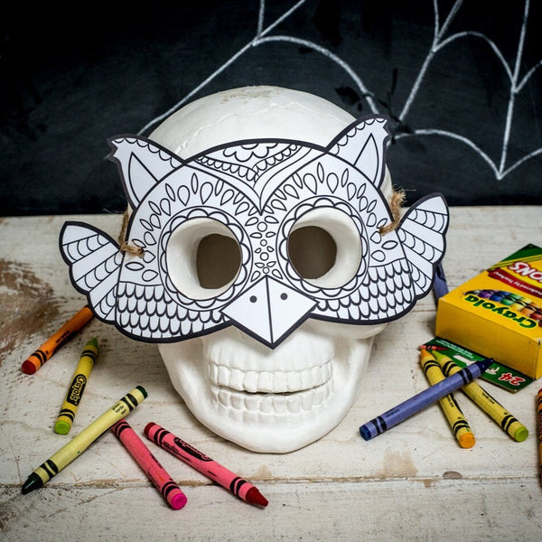 Halloween Printable Owl coloring mask, fun classroom Halloween activity or halloween birthday party favor for kids DIY instant download