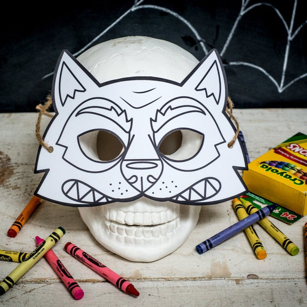 Halloween Printable Werewolf coloring mask, fun classroom Halloween activity or halloween birthday party favor for kids DIY instant download