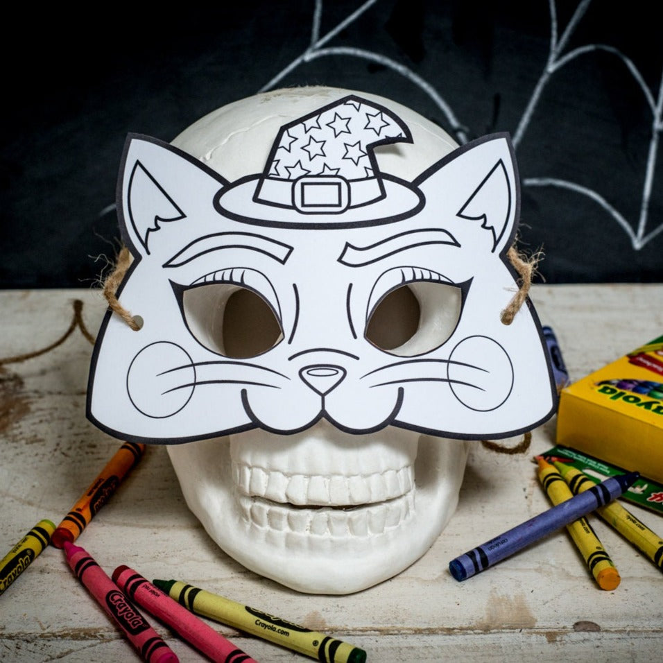 Witch's Cat Colorable Halloween Mask – Kudzu Monster