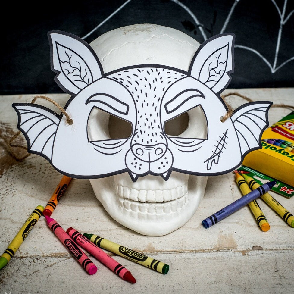 Halloween Printable Creepy Bat coloring mask, classroom Halloween activity or halloween birthday party favor for kids DIY instant download