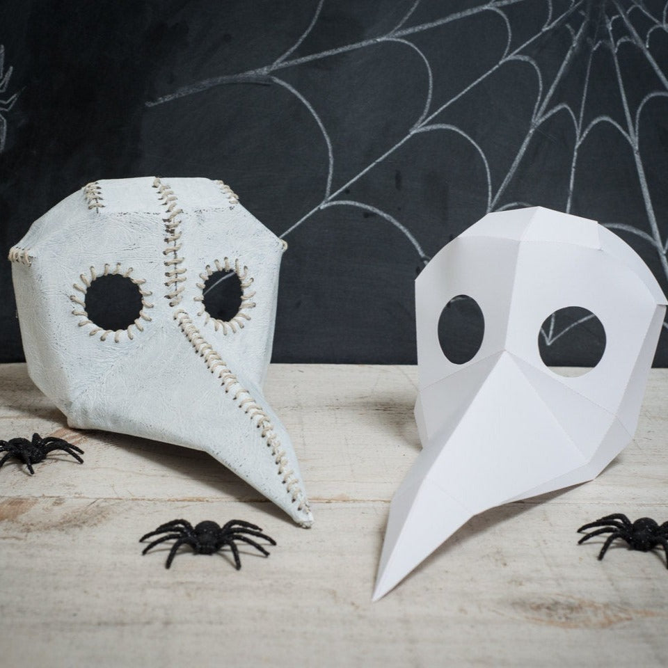 Printable Paper Plague Doctor Mask Spy vs Spy bird mask DIY foldable mask template Crow Bird Raven Big Beak Mask