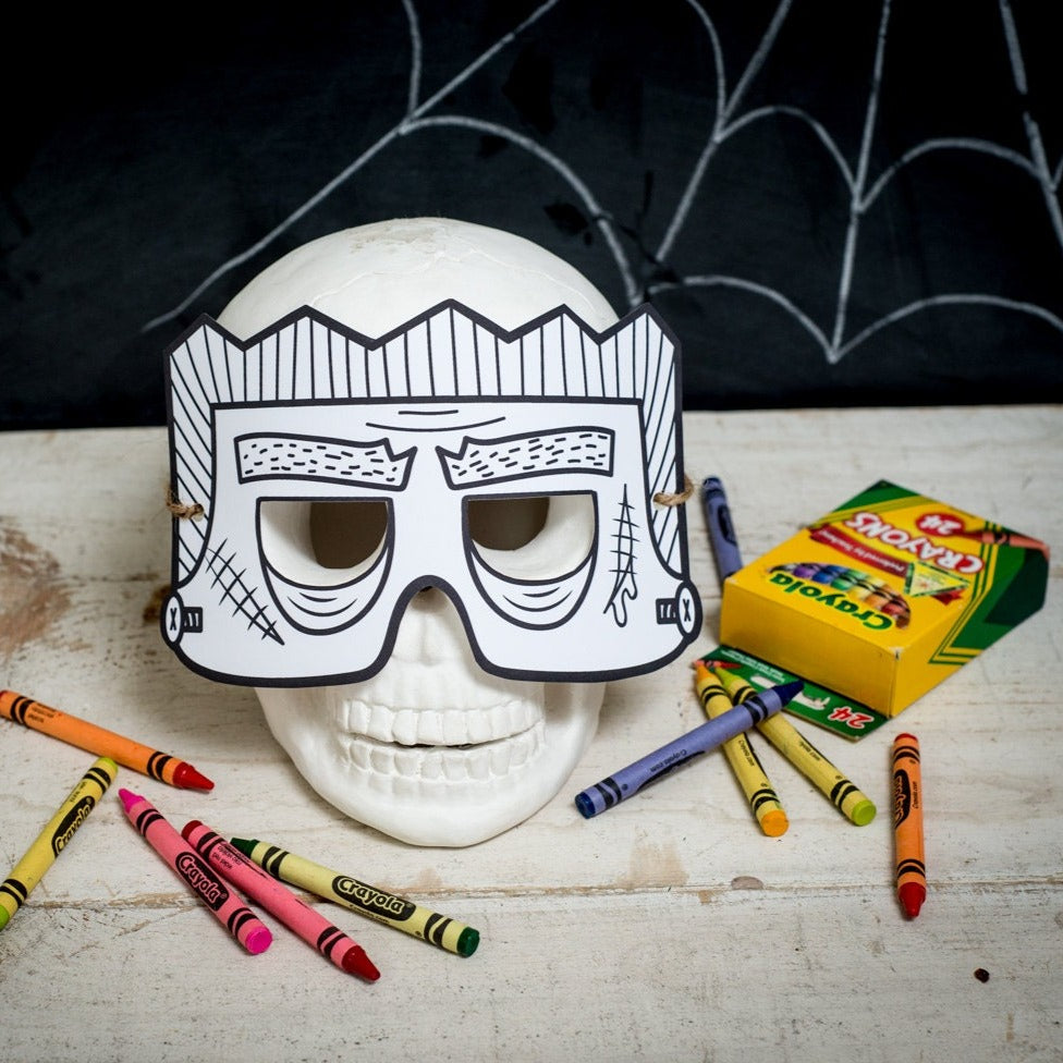 Halloween Printable Frankenstein coloring mask, classroom Halloween activity or halloween birthday party favor for kids DIY instant download