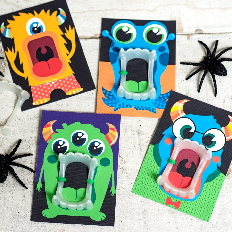 Funny Halloween Monster teeth printable Vampire glow in the dark teeth non candy halloween toy DIY cards for teeth toy cute monster aliens